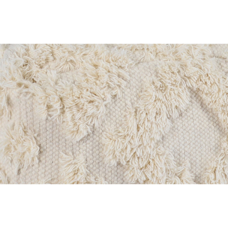 Square Pouf, Cotton Blend Off White/White