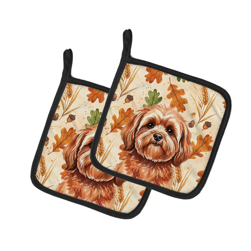 Paire de porte-casseroles rouges Lhasa Apso Heirloom