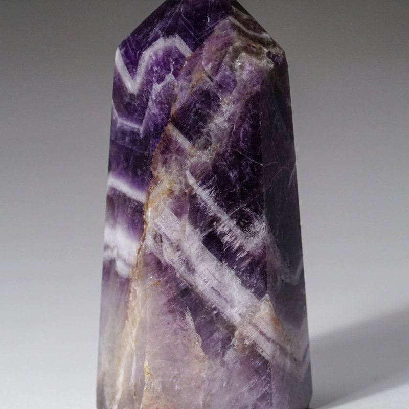 Polished Chevron Amethyst Point from Brazil (0.212 Lbs)