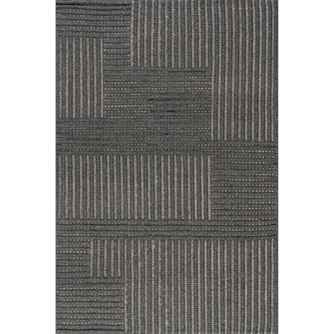 Dorene Contemporary High-Low Striped Wool Area Rug Hokku Designs Rug 
