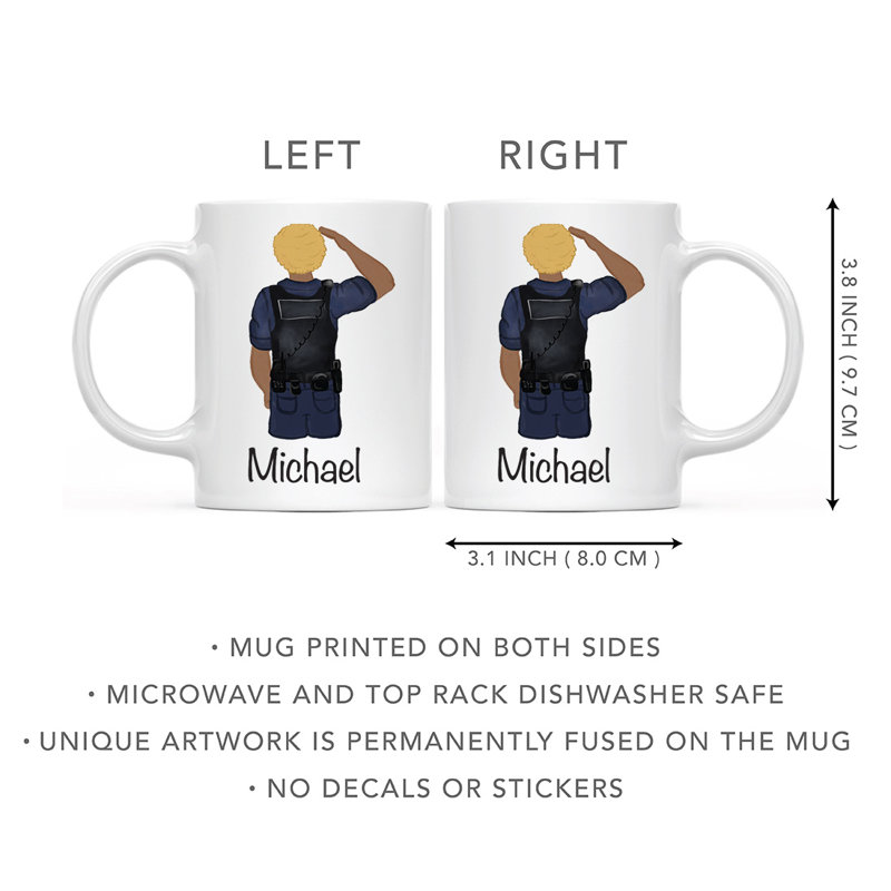 Tasse à café personnalisée, Jaune / homme, agent de police 16, Oui