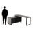 Eline Gray Finish L Shape Computer Desk with Black Metal Legs, 31.12" H X 71.78" W X 59.81" D