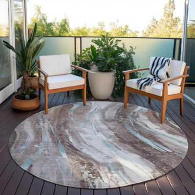 Machine Washable Indoor/Outdoor Claudian ACN1676 Taupe Rug