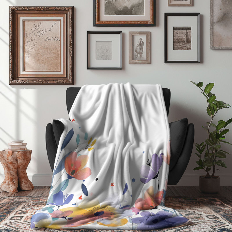 Bouquet de printemps dans une couverture aquarelle, L 80 po x l 60 po