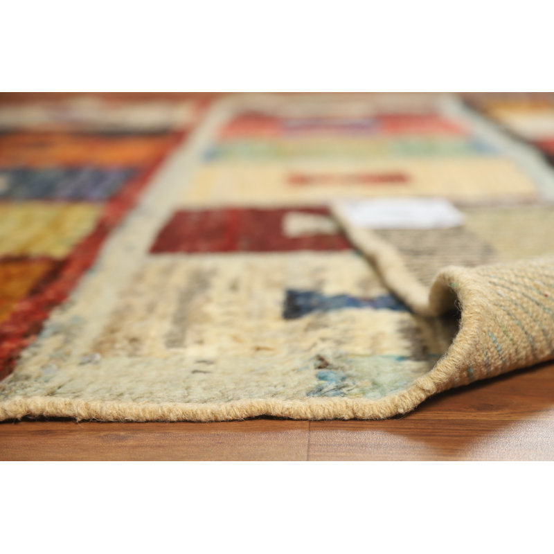 Tapis à carreaux en laine à motif oriental marocain 7 x 10
