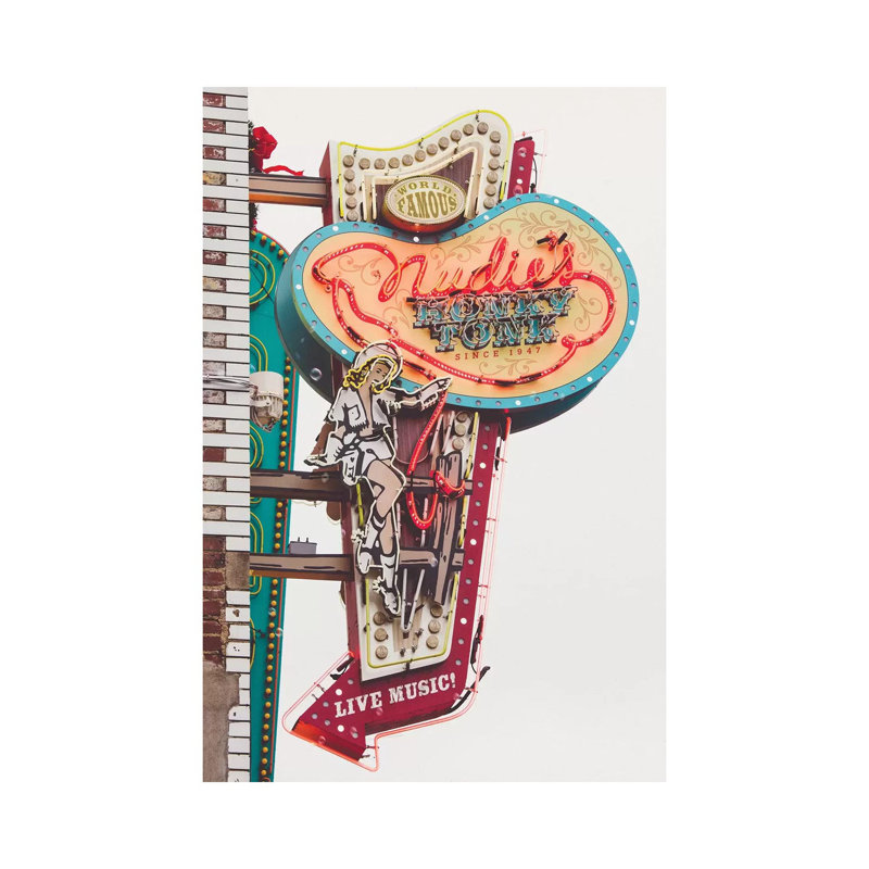 «Nashville Neon Iii» par Ann Hudec, impression sur toile tendue, H 12 po x l 8 po x P 0,75 po
