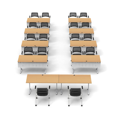 18 Person Training Meeting Seminar Tables with Modesty Panels and 18 Chairs Complete Set