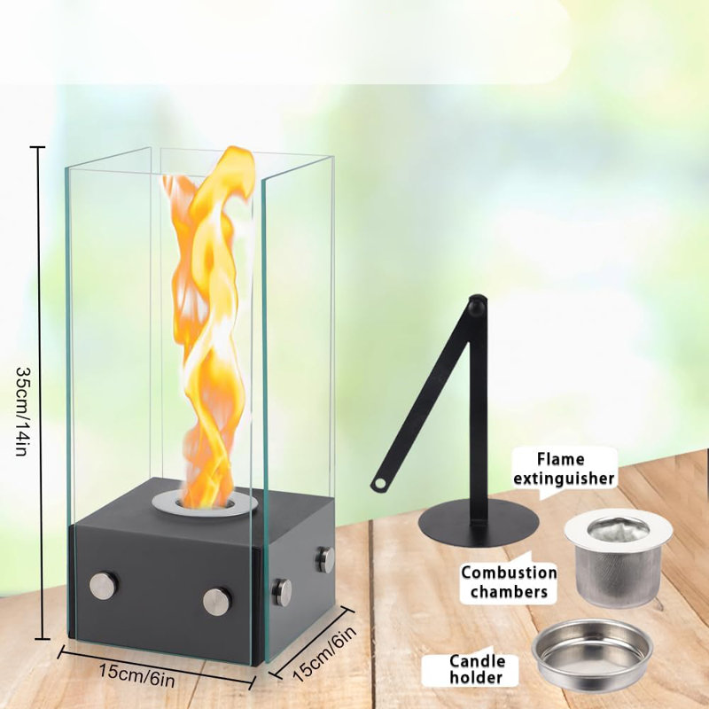 Rectangular Glass Tabletop Fireplace