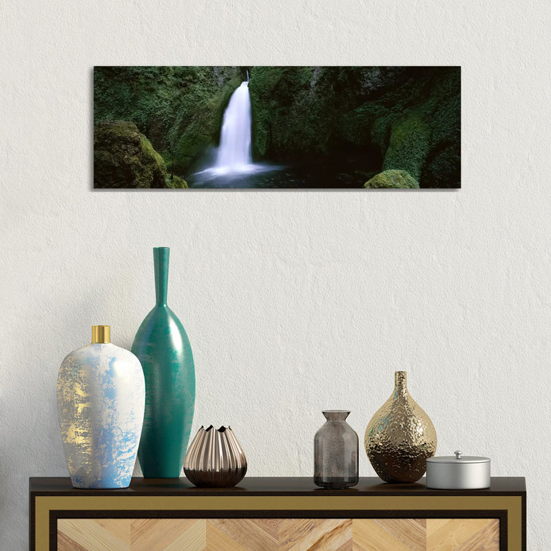 Waterfall In A Forest, Columbia River Gorge, Oregon, USA #2 - Wrapped Canvas Panoramic Print