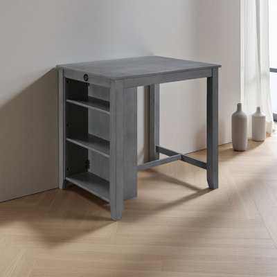 36" Finish Small Space Counter Height Dining Table With USB Charging Ports And Shelves