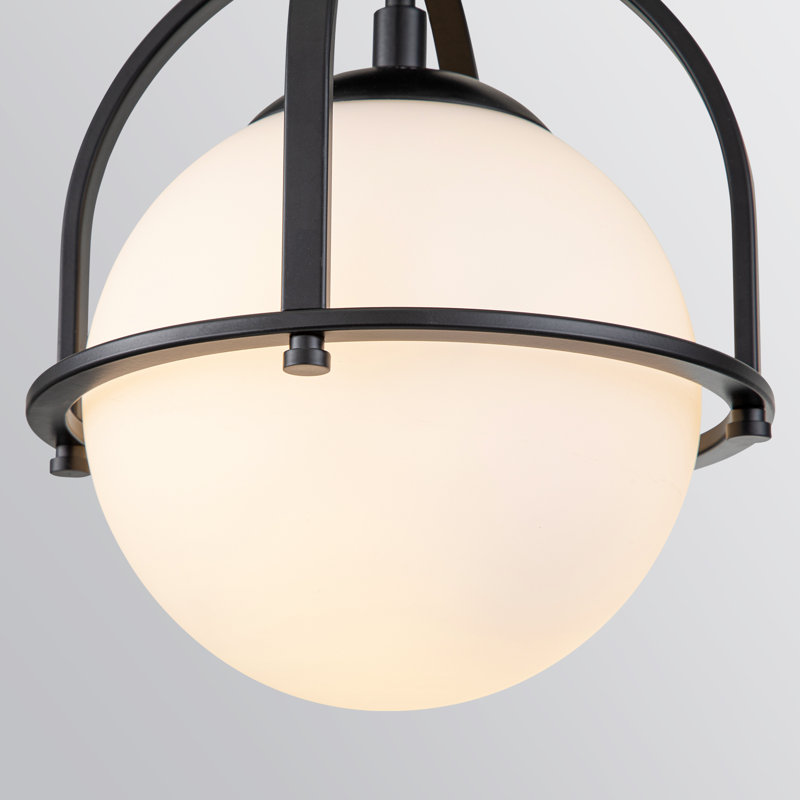 Plafonnier semi-encastré 1 lumière Globe, Noir mat, H 11,81 po x l 8,66 po x P 8,66 po