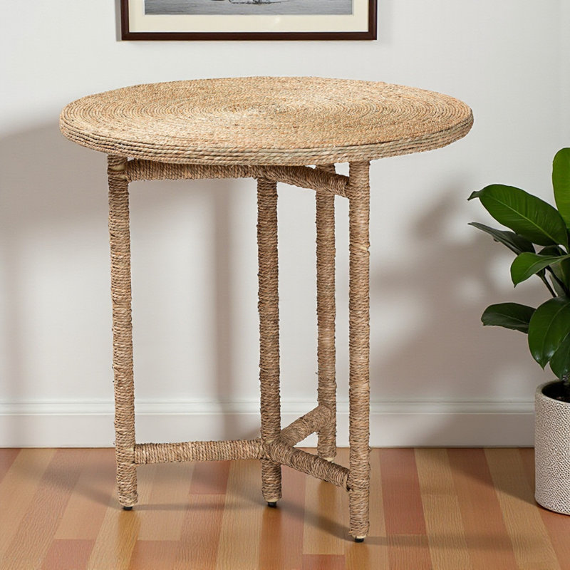 Table de bout Heirloom Seagrass avec cadre enveloppé - décor côtier fait à la main pour le salon ou la véranda
