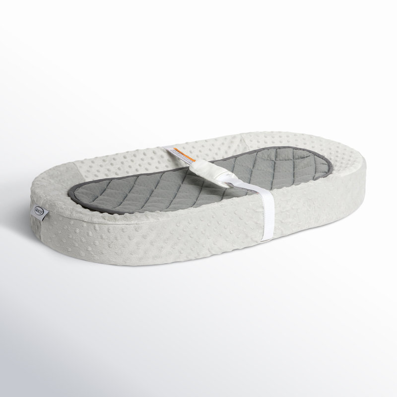Graco Gray and White Oval Contoured Changing Pad with Cover