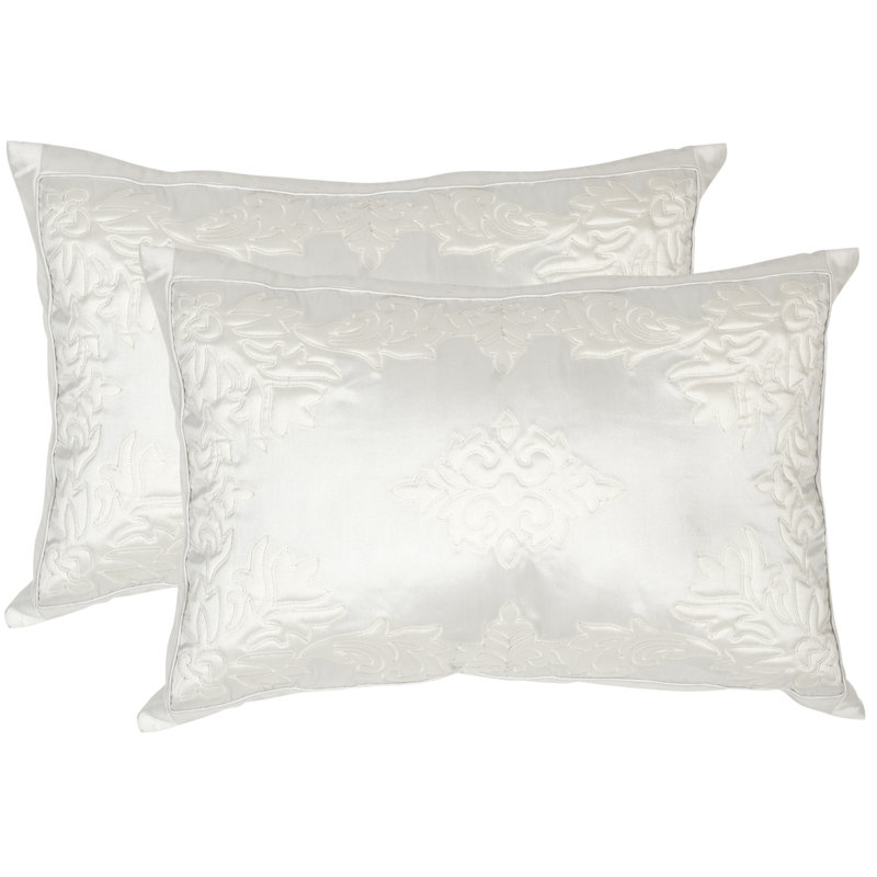 Embroidered Feather Throw Pillow
