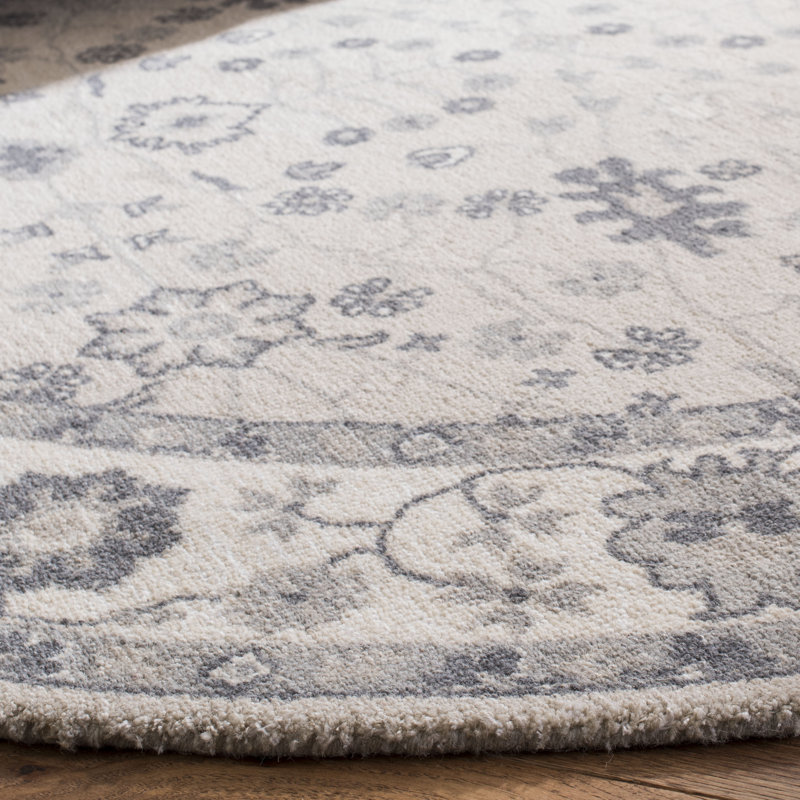 Tapis oriental en laine et en viscose touffeté à la main Christiana Restoration, Rond 6 pi