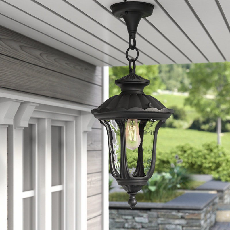 Courteau Outdoor Pendant, Black, 14"