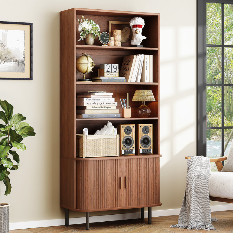 71" Tall Bookshelf with Storage Cabinet | Wayfair