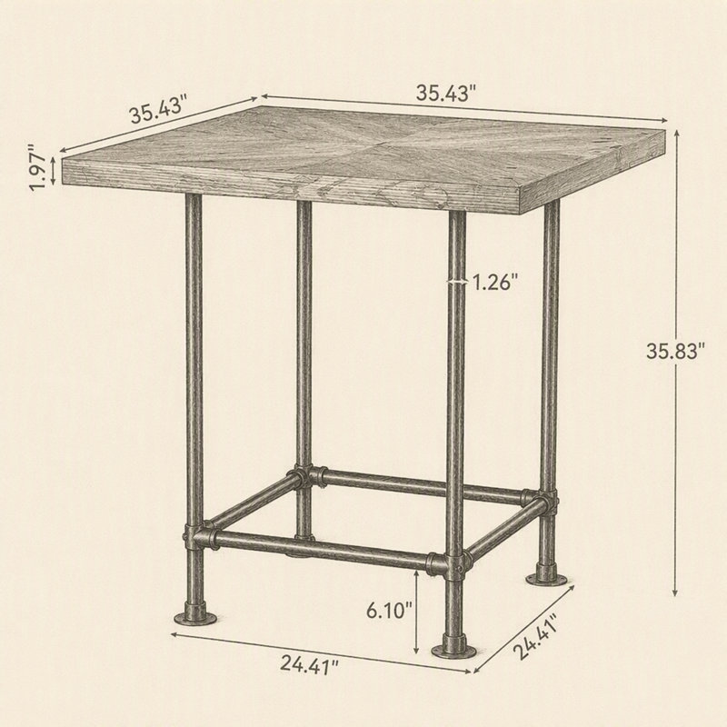 Table bistro 35,4 po, comptoir à café avec plateau en bois et plateau en bois