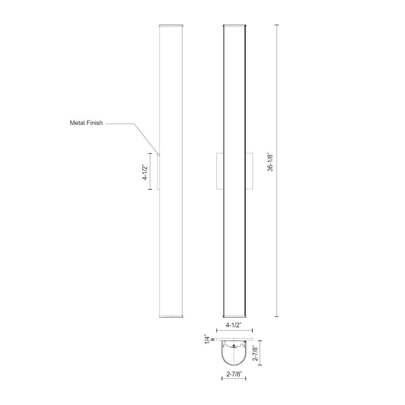 Longitude LED Vanity Light, Brushed Gold, 4.5" H x 36" W x 2.88" D