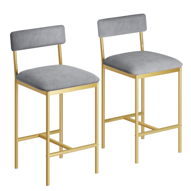 Chair of 2,Upholstered Counter Height Bar Stools with Backrest and Footrest, Kitchen Barstools for Island, Counter Bar