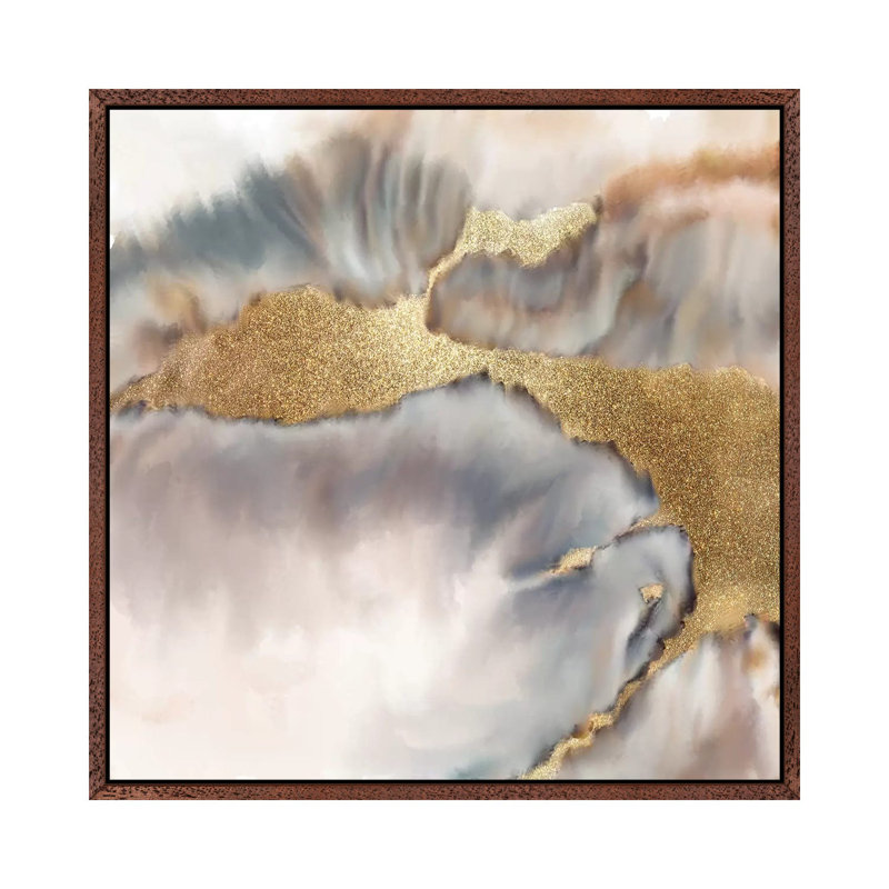 Stream Of Gold by Kimberly Allen - Print on Canvas, 93.98cm H x 93.98cm W x 3.81cm D, Classic Brown Wood Framed
