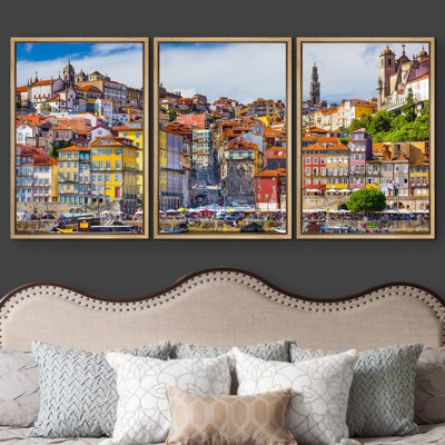 Porto Porto, maison colorée, bâtiments, ville, horizon, photographie, art mural