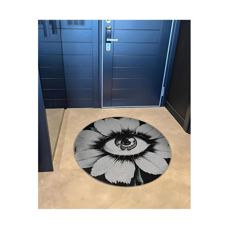 Tapis tissé à motif de fleurs, Rond 2 pi 8 po