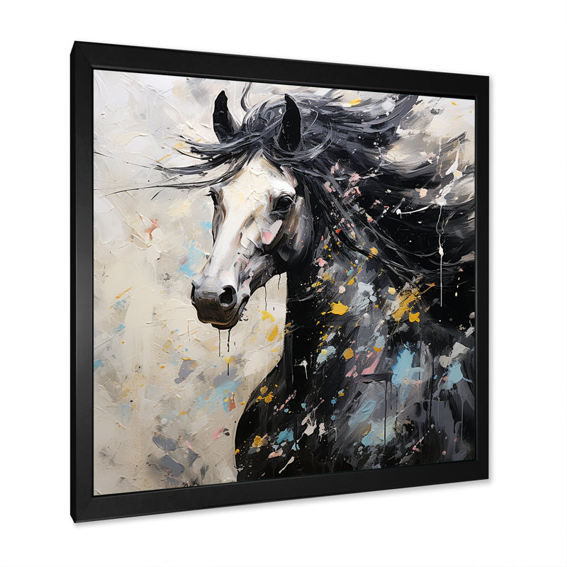 Minimalisme galopant sur une toile, Cadre simple noir, H 24 po x l 24 po x P 1 po
