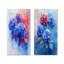 Hydrangées bleues et rouges dans un style d'hortensias de style graffiti I - impression sur toile florale 2 panneaux-316369866-316369867