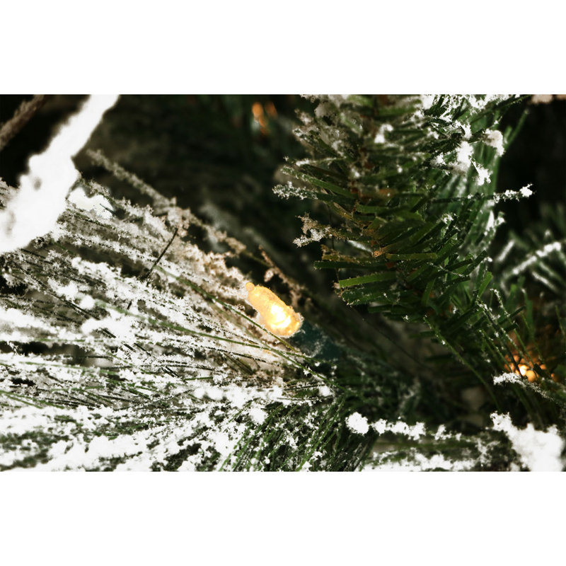 Snowy 9' White Pine Aritificial Christmas Tree with 850 Clear Lighs, 6.5'