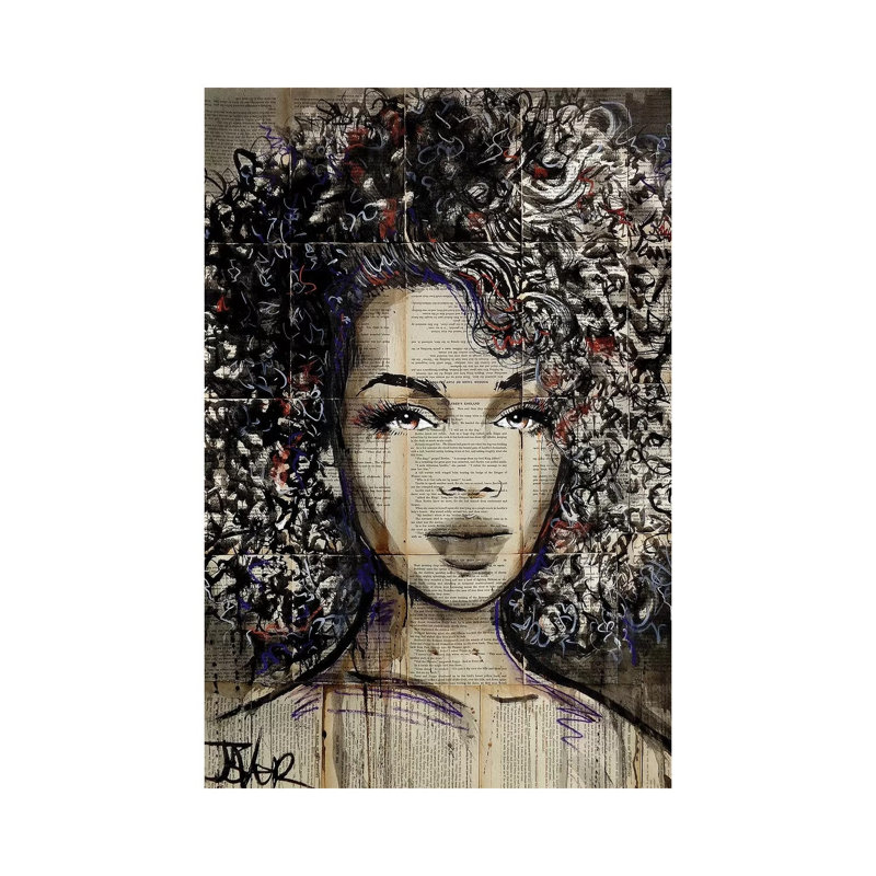 Impression d’art graphique, "Wonder" par Loui Loui, H 26 po x l 18 po x 1,5 po, Toile tendue, Pas de tapis