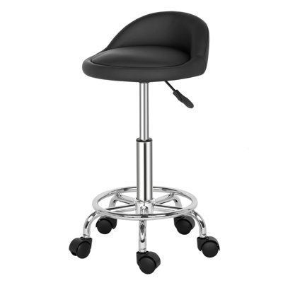 Clairann Backed Adjustable Height Ergonomic Lab Stool with Footrest and Removable Casters/Wheels