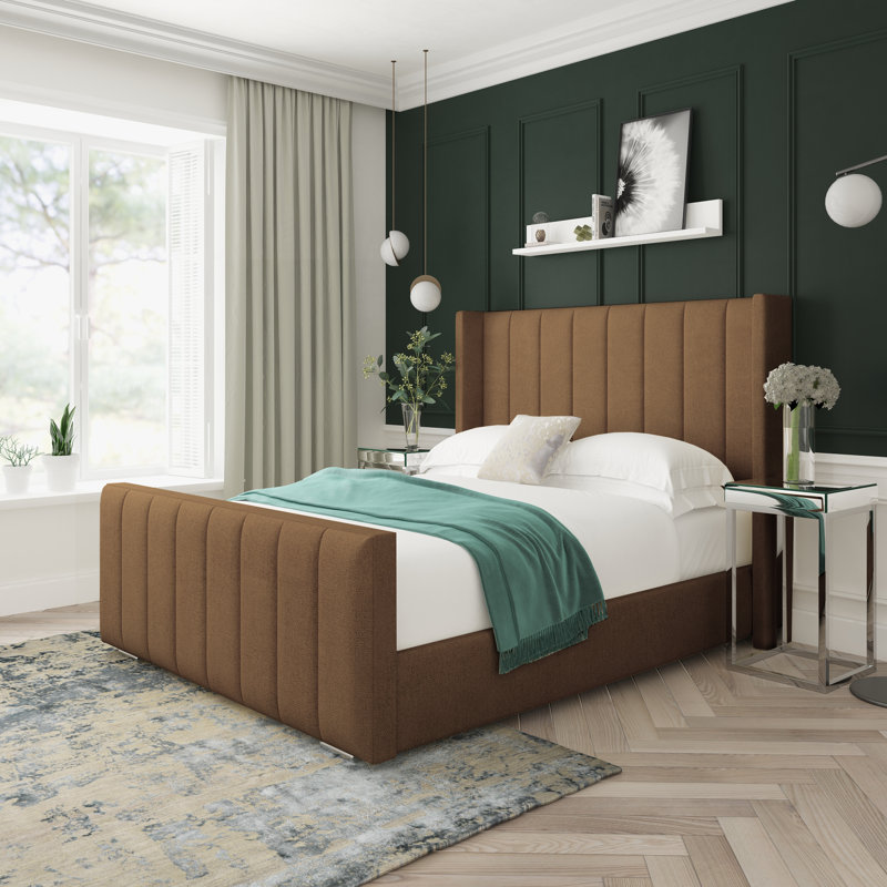 Aspen Wool Upholstered Ottoman Bed Frame, Mink, Kingsize (5')