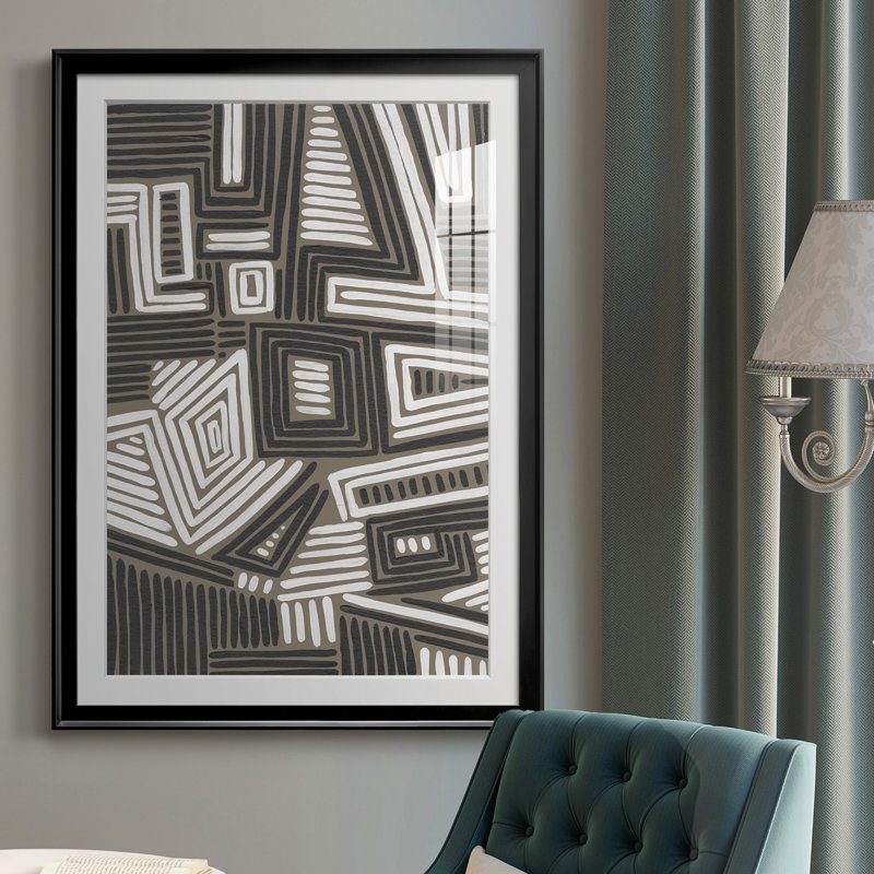 Abstract Maze II - reproduction de cadre photo, Cadre noir, H 30,5 po x l 22,5 po x P 1 po