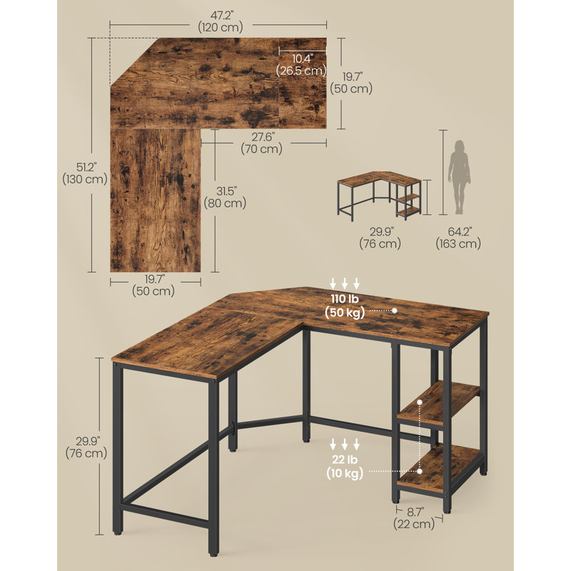 L-Shaped Metal Base Computer Desk