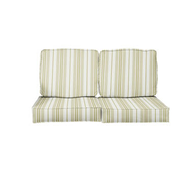 Deana Indoor/Outdoor Sunbrella Seat/Back Cushion Set Birch Lane Fabric: Beige Stripe Sunbrella , Size: 25 W x 25 D