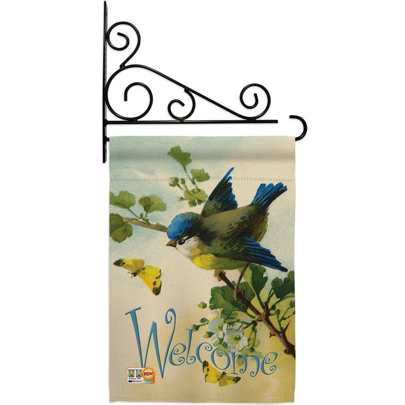 Welcome birds 2 faces polyester 19 x 13 po. ensemble de drapeaux