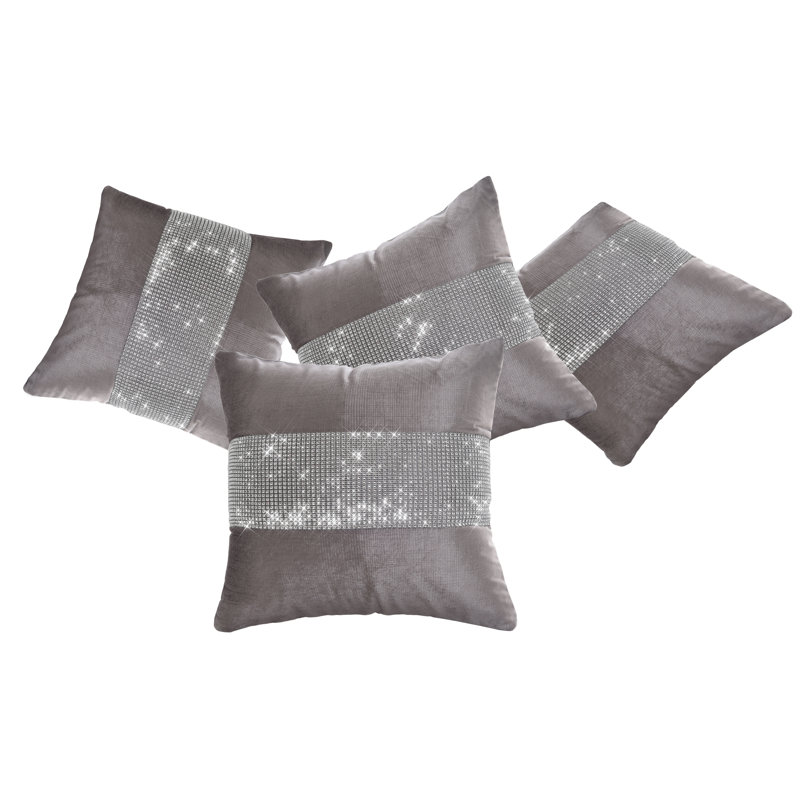 Adith Square Cushion Cover, 43cm H x 43cm W x 4cm D, Silver