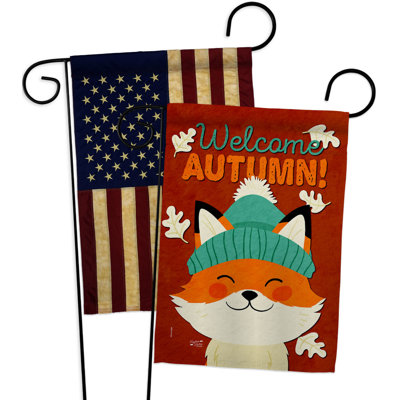 Drapeau de jardin en polyester à 2 côtés Autumn Foxy 19 x 13 po