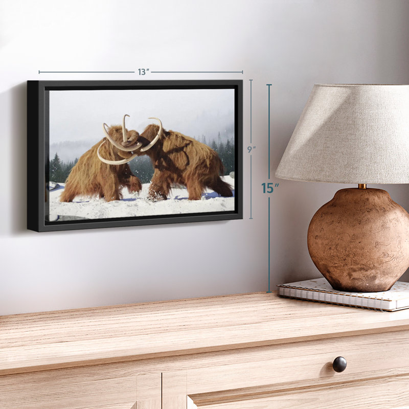 Fighting Woolly Mammoths, reproduction sur toile, H 9 po x l 13 po