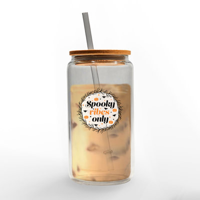 Spooky Vibes Only 16 oz. Glass Can Cup
