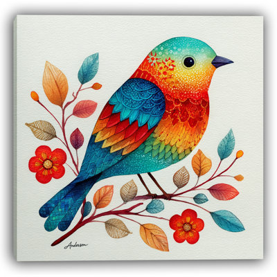 «Blossom Perch - Colorful Bird», art mural