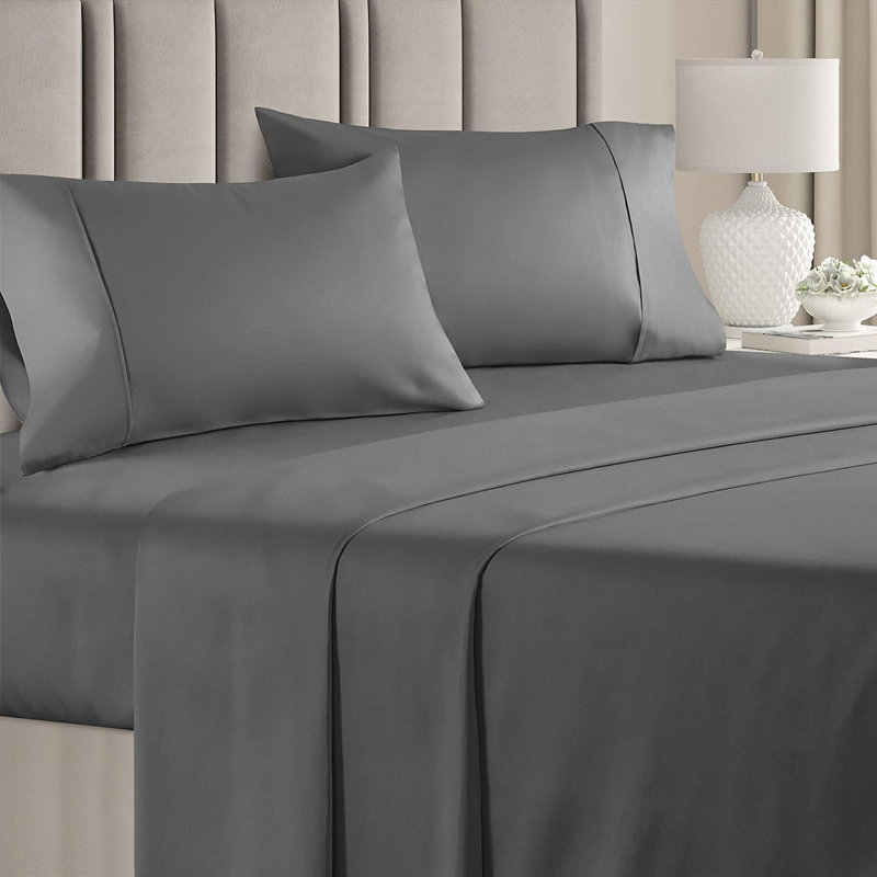 Ensemble de draps 4 pièces 100% coton 400 fils, Drap pour grand lit avec 3 pièces supplémentaire, Blanc