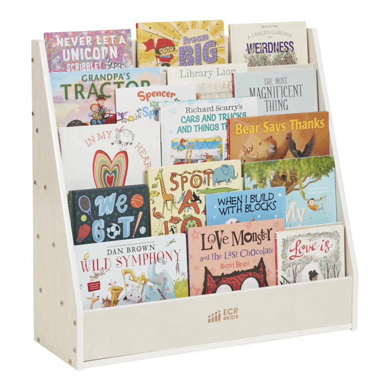 White Birch Wood Kids' Freestanding Book Display with Storage