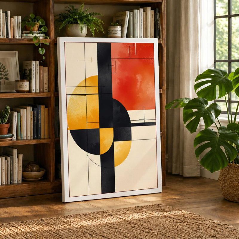 Abstraction Geometric - Wrapped Canvas, Terracotta Border, 30x20 - 76.2 x 50.8 cm