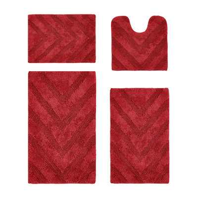 Ensemble de tapis pour salle de bain touffeté à 100% coton 2370 g / m² Hugo avec envers en latex anti-dérapant, certifié OEKO-TEX®, super absorbant et lavable à la machine, rouge