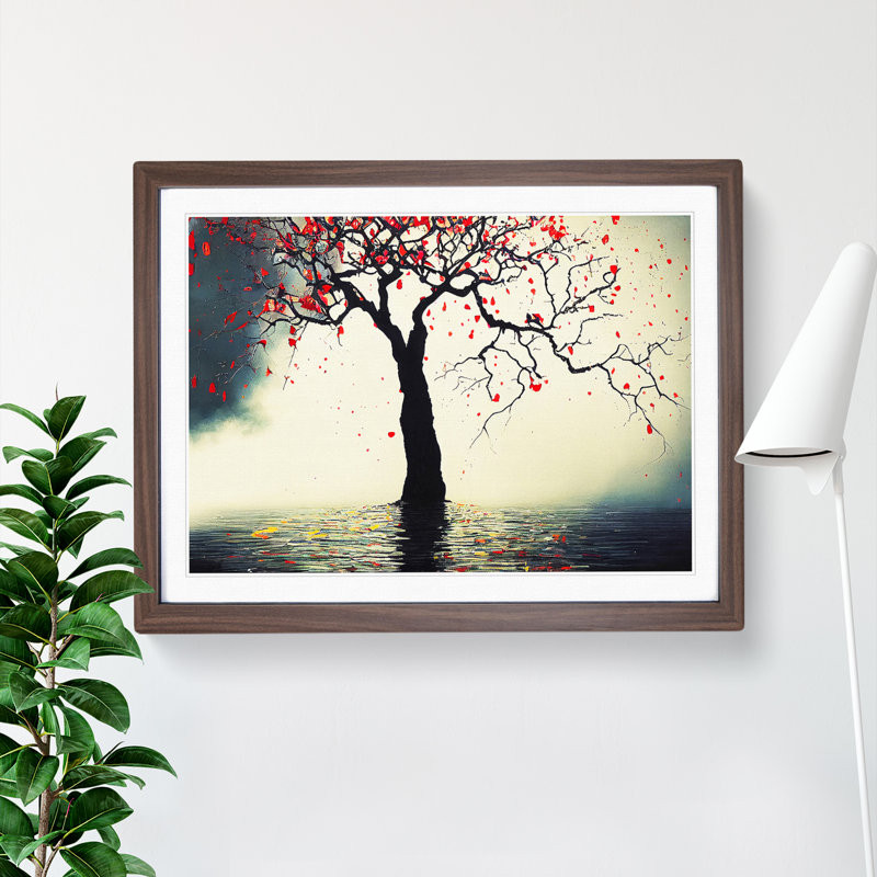 Attractive Tree - Single Picture Frame Print, 25cm H x 34cm W x 2cm D, Walnut