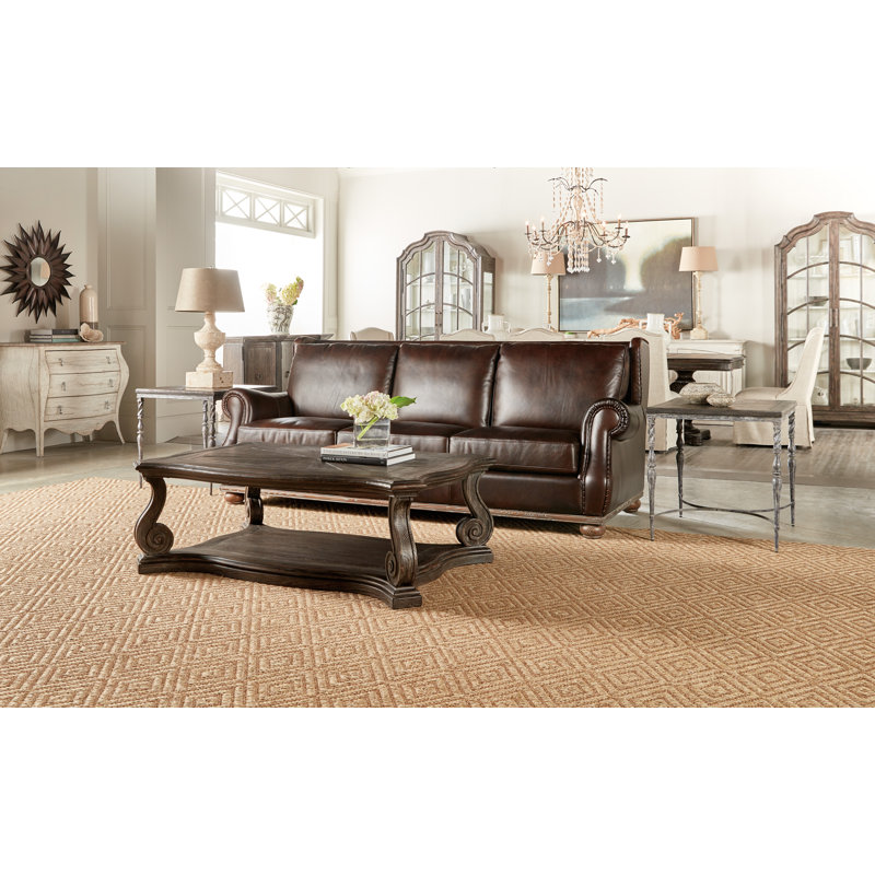 Brown Rectangular Wood and Metal Side Table