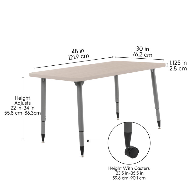 Table d'activité Adapte 24 x 36, 30 po x 48 po, Sable asiatique / argent