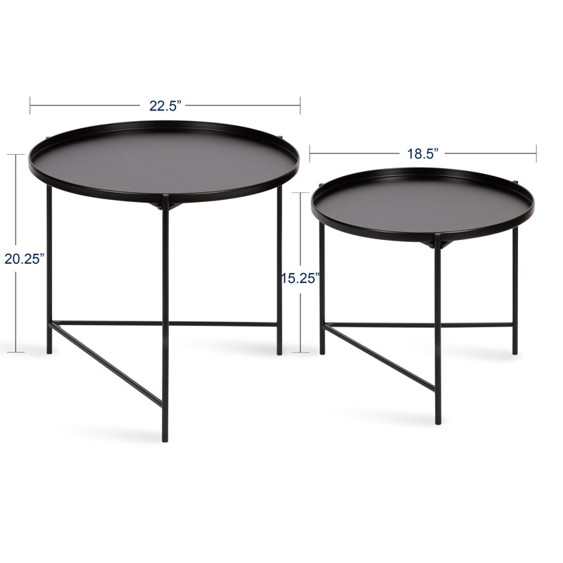 Ensemble de tables basses 2 pièces Jonquin, Noir, Noir